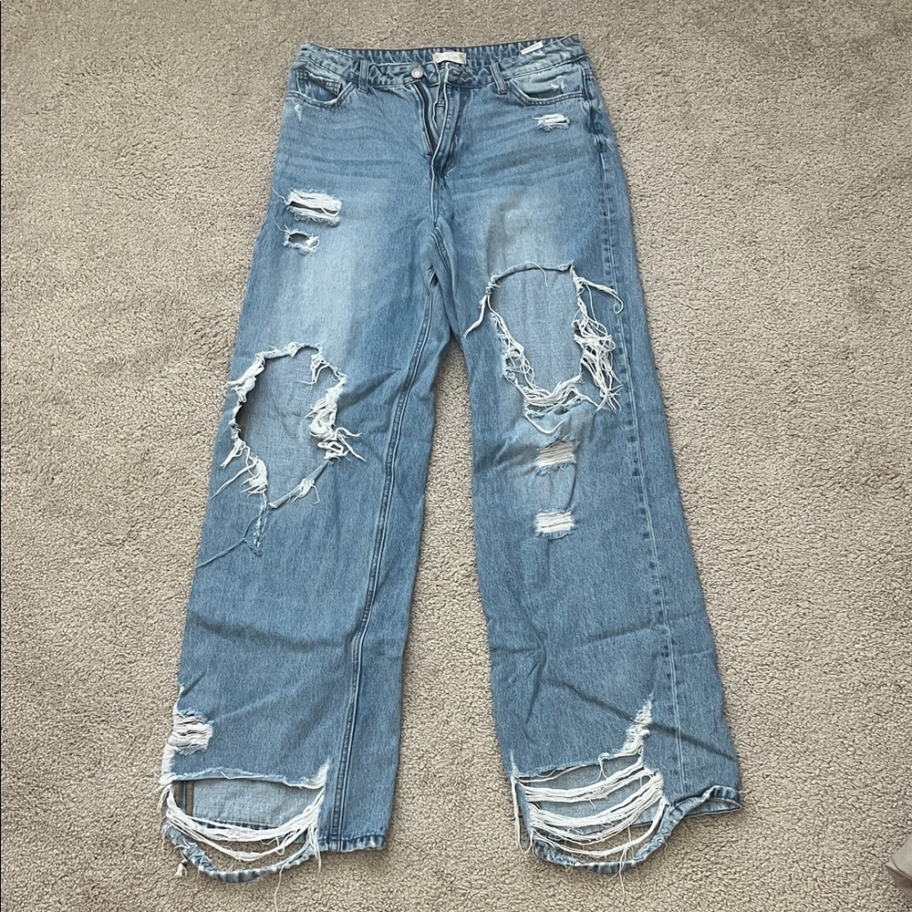 Altar'd State Ripped Boyfriend Jeans in Light Blue